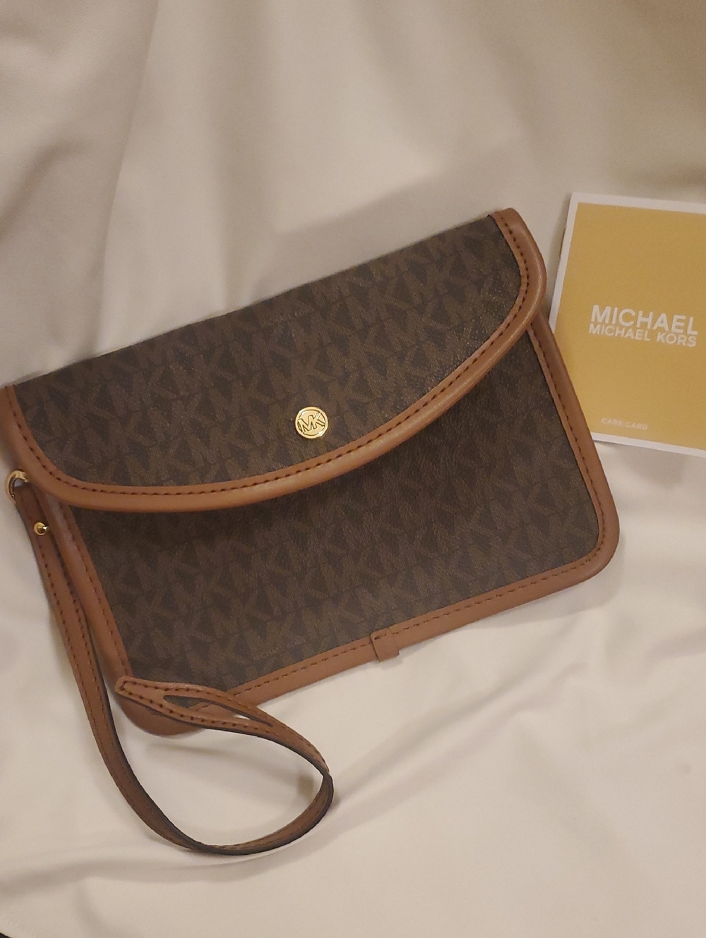 Michael Kors Brown Signature Wristlet Clutch NWNT